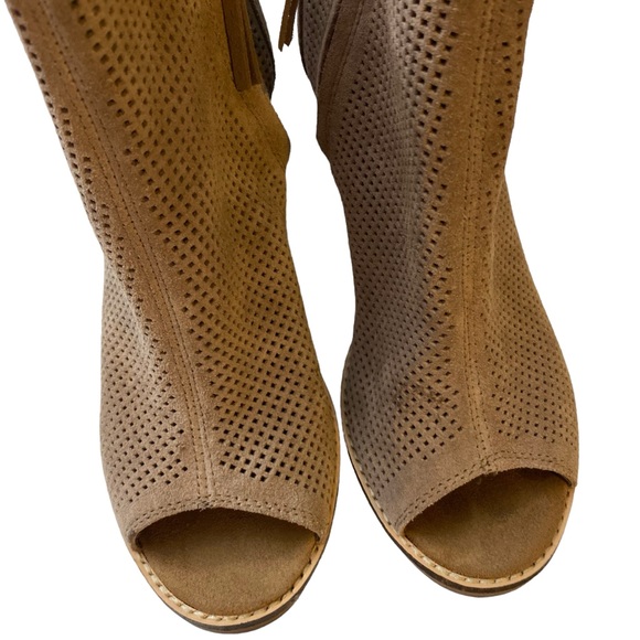 Toms Majorca Peep Toe Desert Taupe Suede Ankle Booties Women’s Size 8 - Picture 4 of 8